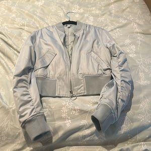 TOPSHOP US SIZE 2 CROP BOMBER JACKET BABY BLUE